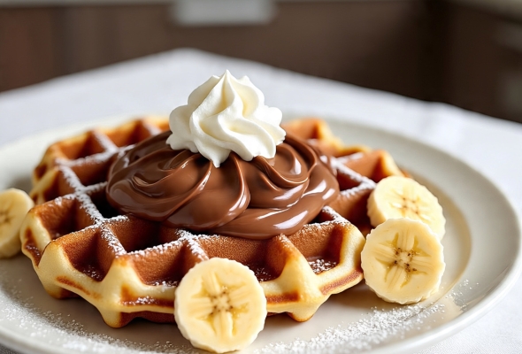 وافل بلجيكي مع ايس كريم